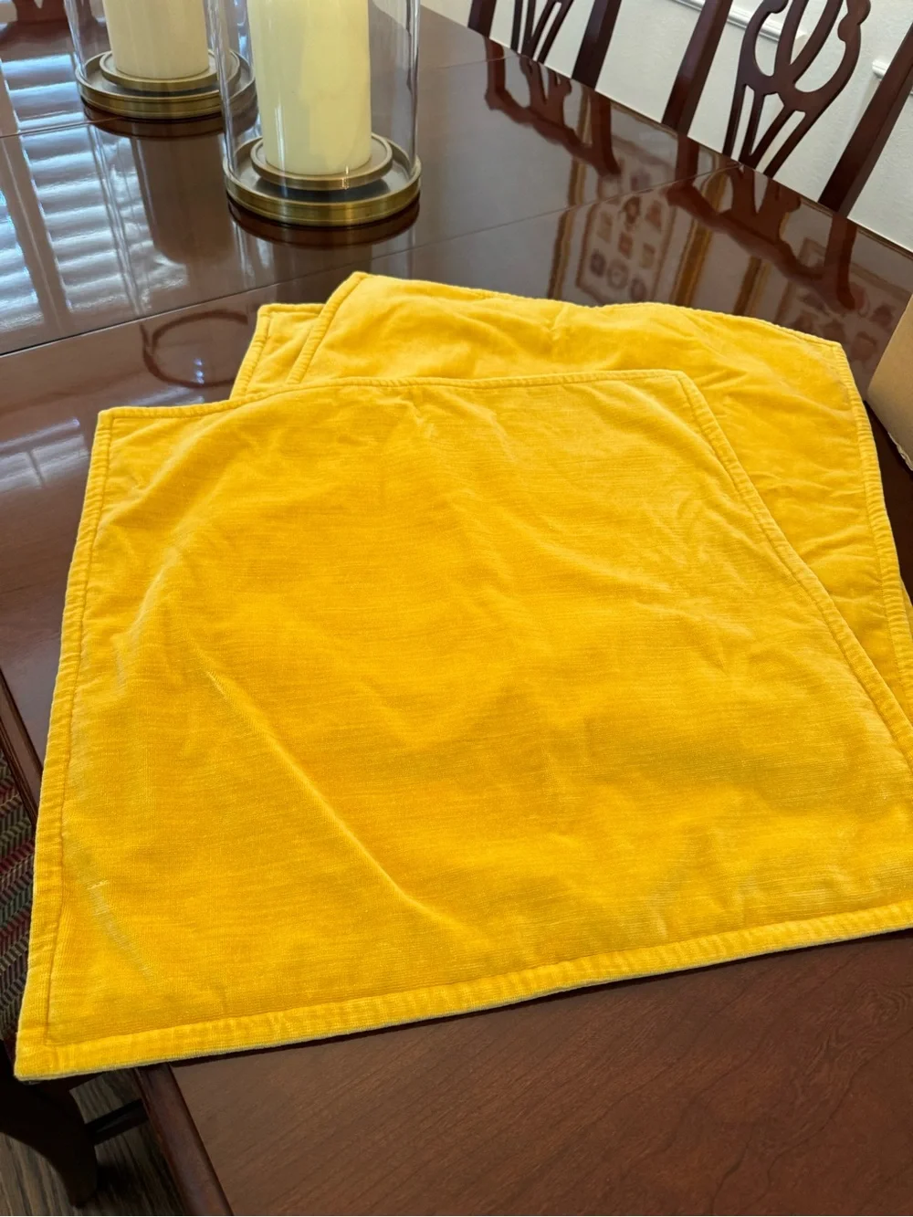 Pottery Barn Yellow Gold Velvet Accent Pillow Covers - Set of 3